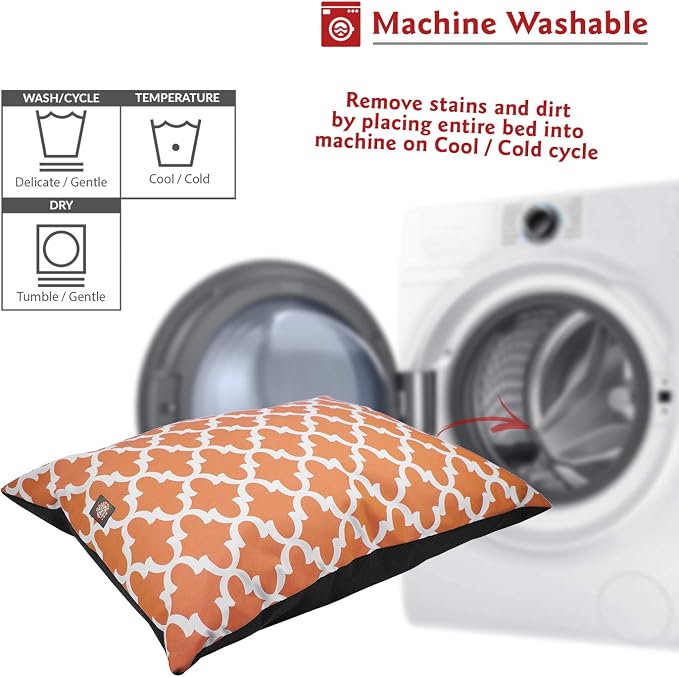 Majestic Pet Rectangle Medium Dog Bed Washable – Non Slip Comfy Pet Bed – Dog Crate Bed Super Value Pillow Dog Bed – Dog Kennel Bed for Sleeping - Dog Bed Medium Breed 35 x 28 Inch – Trellis Orange - Image 5