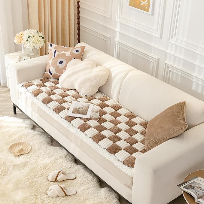 LiveGo Couch Cover for Dogs Washable, Sofa Cover Protector, Couch Covers for 3 Cushion Couch Sofa Pet Friendly, Soft, Non Slip (Dark Coffee, 45x45 cm/17.7x17.7 in) - Image 7