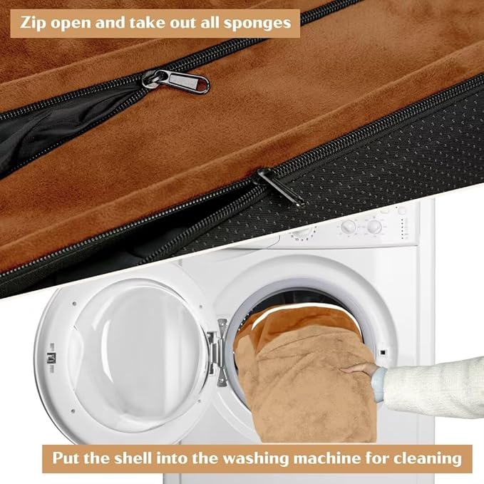 Comfort Expression Orthopedic Dog Bed for Extra Large Dogs 42x30 Inch, Waterproof Supportive Egg Crate Foam XL Pet Bed with Removable Bolsters, Dog Couch with Washable Cover & Non-Slip Bottom, Orange