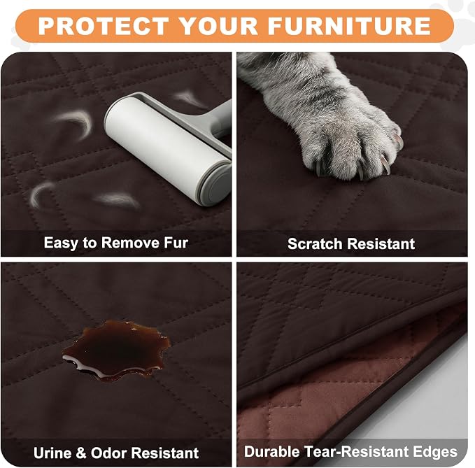 100% Waterproof Dog Bed Cover Pet Blanket(30"x71"),7-Layer Reversible Washable Sofa Couch for Furniture Car (Chocolate+Coffee) - Image 6