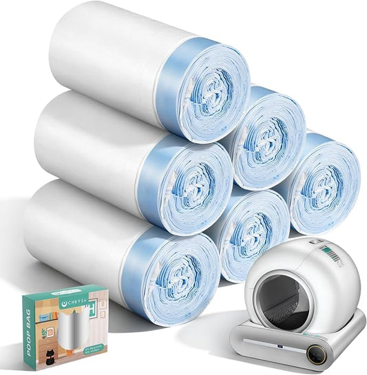 Waste Bags for Self-Cleaning Cat Litter Box | Replacement Extra Large Cat Litter Box Liners, 4 Rolls Drawstring Trash Bags for Robot,（80 Count ）20 x 18 Inches by DuckSky