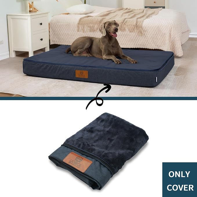 LIROCE Washable Dog Bed Cover Replacement, Jumbo Wrap-Around Zipper Cover for Orthopedic Memory Faom Dog Bed (53x36x6 inches), Navy - Image 2