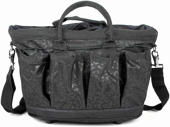 Jeffers Poplar Head Grooming Bag – Horse Grooming Organizer Tote with Pockets for Brushes, Tools, Clippers, Shampoo, Detangler – Stable Barn Kit Carrier for Horses, Pets, Livestock, Covert Cheetah by Jeffers