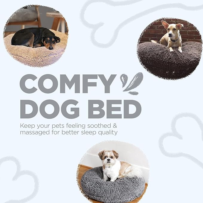 Soggy Doggy Super Snoozer Round Dog Bed, Gray, Medium 24"x24"x6" | Removable, zip-off washable cover; plush round design; for small to large breeds; car & living room use - Image 5