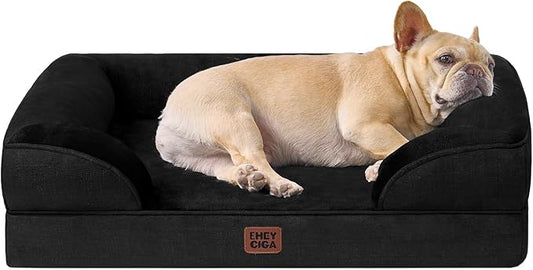 EHEYCIGA Orthopedic Dog Bed Medium Size Dog, Waterproof Washable Pet Beds | Non-Slip Bottom and Egg-Crate Memory Foam Dog Couch Bed with Washable Removable Cover, Black by EHEYCIGA