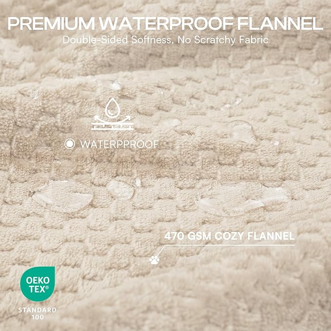 Luciphia Waterproof Blanket for Small Dog Cat Puppy Ultra-Soft & Calming Pet Throw Reversible Warm Fleece Durable Furniture Crate Couch Cover Protector Machine Washable Leakproof Beige S (40''x28'') - Image 2