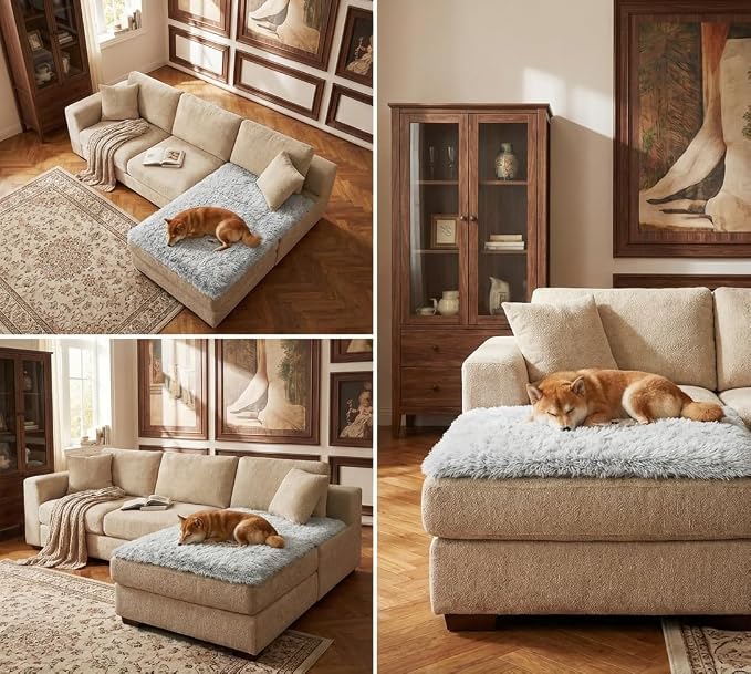 Dogs/Cats Bed Mats, Dog Pad Washable Removable Couch Cover with Anti-Slip Back, Plush Long Fur Mat, Perfect for Small, Medium and Large Dogs.(Magic Gray, 40"x50") - Image 3
