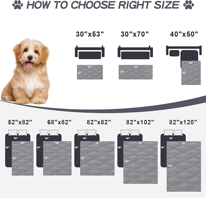 Smiry Waterproof Dog Bed Cover, Reversible Pet Blanket for Sofa Couch | Soft Washable Dog Blanket, Leakproof Couch Cover for Dogs Cats & Furniture Protection, 82x102, Grey/Light Grey - Image 6
