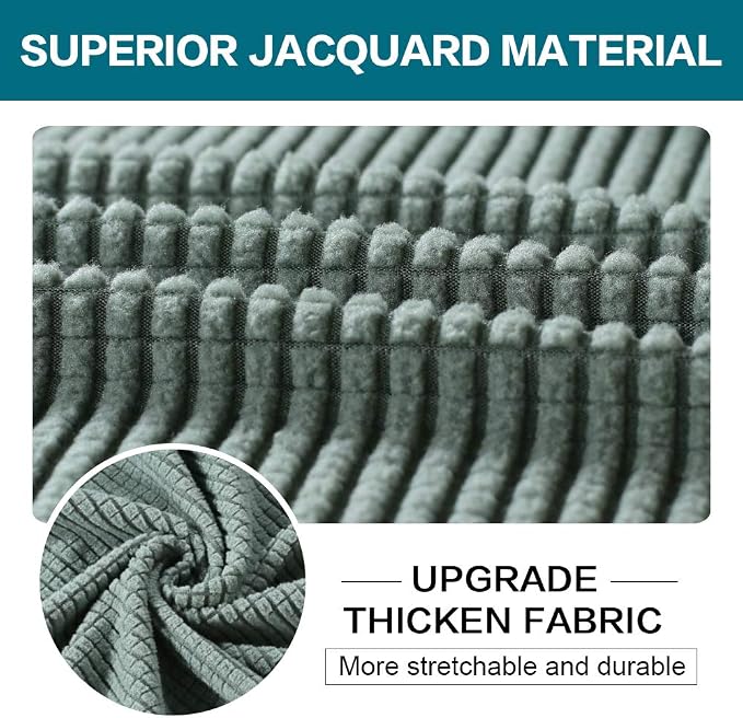 Turquoize 2 Piece Chair Covers Chair Slipcovers for Living Room Armchair Couch Cover Chair Sofa Cover with Individual Cushion Covers Furniture Cover for Chairs Feature Thick Fabric (Chair, Dark Cyan) - Image 3