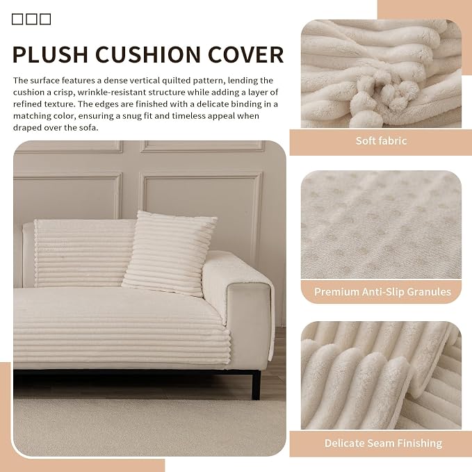 Waterproof Couch Cover for Dogs, Sofa Covers Washable & Non-Slip, Soft Dog Bed Blanket Protector for Sectional, Loveseat, Living Room Furniture (Creamy White, 23.62"x 23.62" 2 Pack) - Image 4