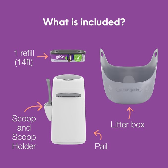 Litter Genie Litter Box and Style Pail Cat Litter Disposal Bundle with Starter Refill | Odor-Locking Scoop-to-Disposal Cat Litter Cleaning System - Image 2