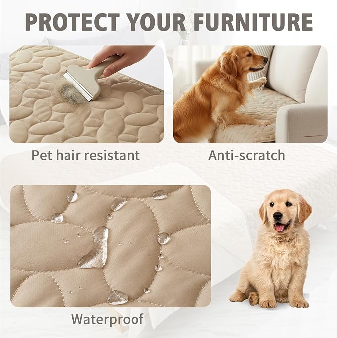Ameritex Pet Bed Cover Dog Bed Blanket for Sofa and Furniture Waterproof New Pattern Design (30x70 Inch, Beige) - Image 2