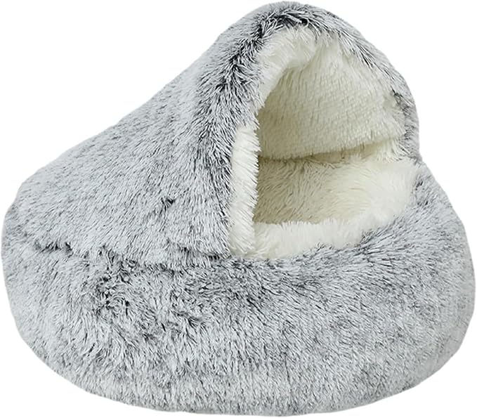 Cozy Cave Dog Bed, 2025 Cat Cave Bed with Cover, Cat Nest Bed, Pet Beds for Indoor Cats Cave & Calming Dog Beds Winter Anti-Slip & Washable Fluffy (Gray, L(26in/65cm)) by Muzuja
