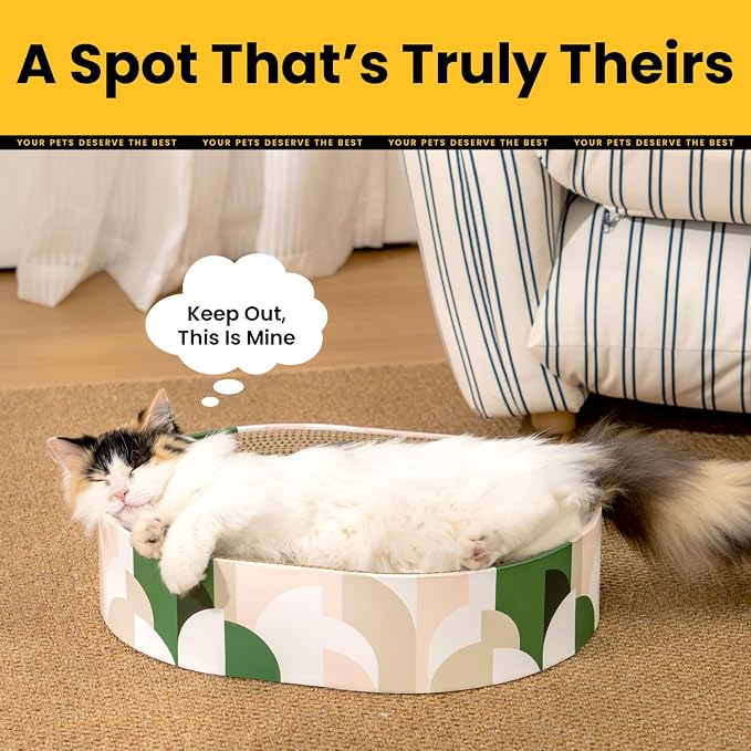 Conlun Oval Cat Scratcher Bed | Scratching Bowl Lounge for Kittens | Medium | Corrugated Cardboard Pad | Concave Shape | No Mess Enclosed Base | Serves as Couch Furniture Protector - Image 7