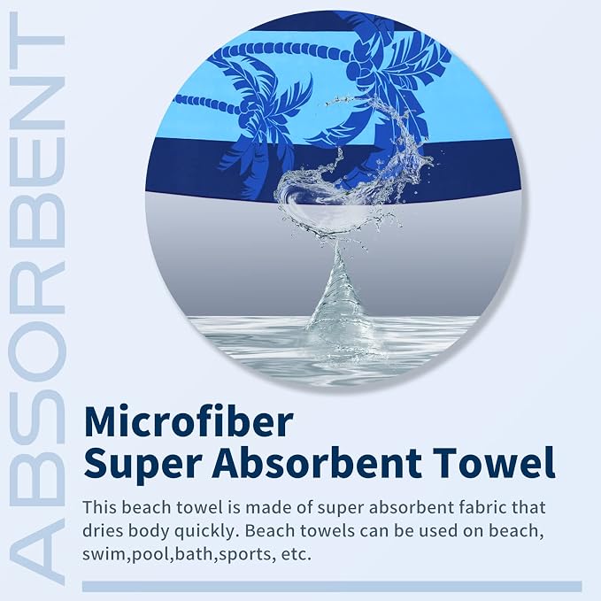 Microfiber Beach Towel Oversized 71x32 Multiple with Bag 6 Pack Bulk | Thin Lightweight Sand Free Absorbent Quick Dry Large for Travel Pool Swim Bath Cruise Sports Camping Essentials Adults Gifts - Image 6