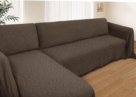 HOMERILLA Sectional Couch Covers for Sectional Sofa L Shaped Sofa Cover Blanket 2 Pieces L Shape Furniture Protector for Pets Dogs (Chocolate, XX-Large) | Washable Fabric, Anti-Pet Hair, Stain & Wear Resistant, Multiuse Sofa Blanket Protector, Pet Frie... by HOMERILLA