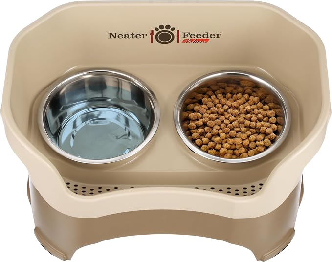 Neater Pet Brands Neater Feeder Deluxe Mess Proof Dog Bowls Elevated for Large Dogs Over 40 lbs, Made in USA, No Spill Raised Dog Food Bowl Stand Feeding Station, Food and Water Bowl Set, Cappuccino - Image 7