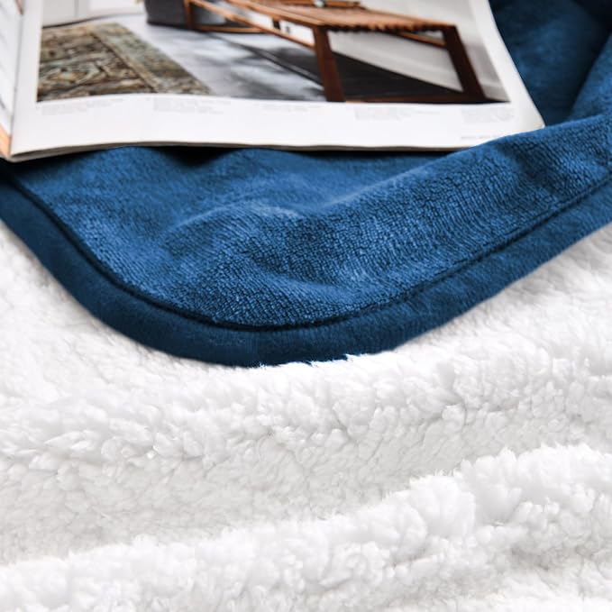 Waterproof Blanket for Bed Couch Sofa, Soft Liquid Pee Proof Pet Blanket for Dog Puppy Cat, Reversible Sherpa Fleece Furniture Protector (Navy Blue, 30x40 inches) - Image 4