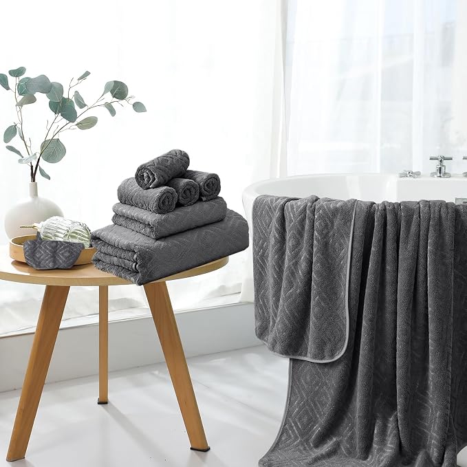 Bath Towel Set of 4 Extra Large Bath Sheet 35"x70" Oversized Bath Towel Soft Microfiber Bathroom Towel for Adults Highly Absorbent Quick Dry Towel Set for Bathroom,Hotel,Shower Bath Sheet Towel Grey - Image 3