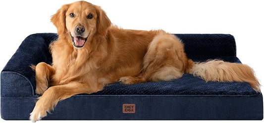 EHEYCIGA Extra Large Dog Bed Othorpedic, Memory Foam XL Dog Bed with Washable Removable Cover, Waterproof Pet Sofa Couch XLarge Size Dogs with Nonskid Bottom, 44x32x6.5, Navy Blue by EHEYCIGA
