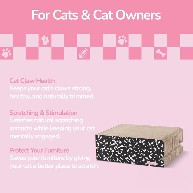 Eero 32" Modern Foldable Lounge Cat Scratcher with Catnip, Large Corrugated Cardboard Sofa Scratching Pad for Indoor Cats, Composition Notebook, Black/White CSR1011B - Image 5