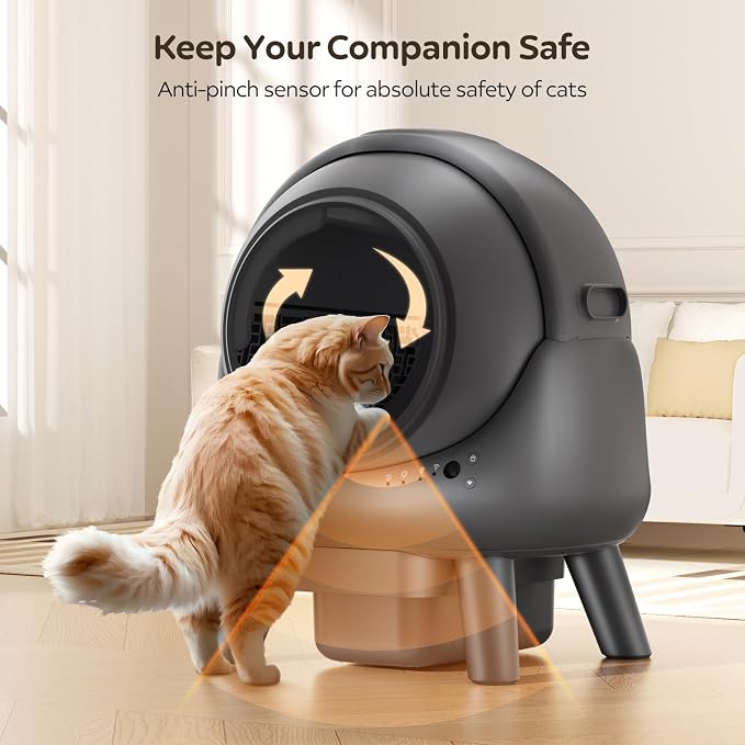 Automatic Litter Box, Self Cleaning Litter Box for Multiple Cats, Smart APP Control & Dual Safety Sensors, 15-Day Large Capacity Waste Bin, Odor Control, Includes Trash Bags,Gray - Image 6