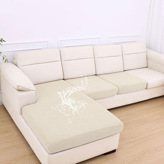 hyha Waterproof Couch Cushion Covers for Pets, Non Slip Sofa Seat Cover | Stretch Jacquard Fabric, Elastic Bottom, Non Slip Fit, Waterproof Protection, Pet Hair Protection (1 Chaise+2 Seater) by hyha