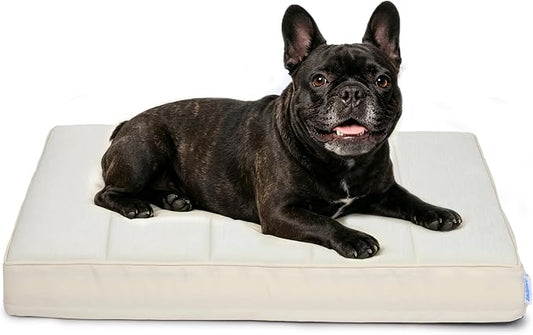 Cooling Dog Bed for Medium Dogs - Orthopedic Pet Beds with Memory Foam, QMAX>0.5, Waterproof Removable Washable Cover for Hot Weather, Dark Beige, 30" L x 20" W x 3" H by ZAKAPAWS