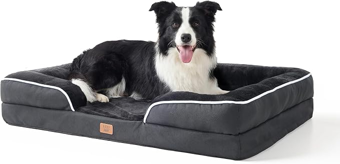 EGOHOME Orthopedic Dog Bed with Sides for Large Dogs 36x27x6.5in Black | Water Resistant Egg Crate Foam Dog Couch with Removable Washable Cover & Non-Slip Bottom, Comfort Support Pet Sofa by Unknown