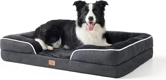 EGOHOME Orthopedic Dog Bed with Sides for Large Dogs 36x27x6.5in Black | Water Resistant Egg Crate Foam Dog Couch with Removable Washable Cover & Non-Slip Bottom, Comfort Support Pet Sofa by Unknown