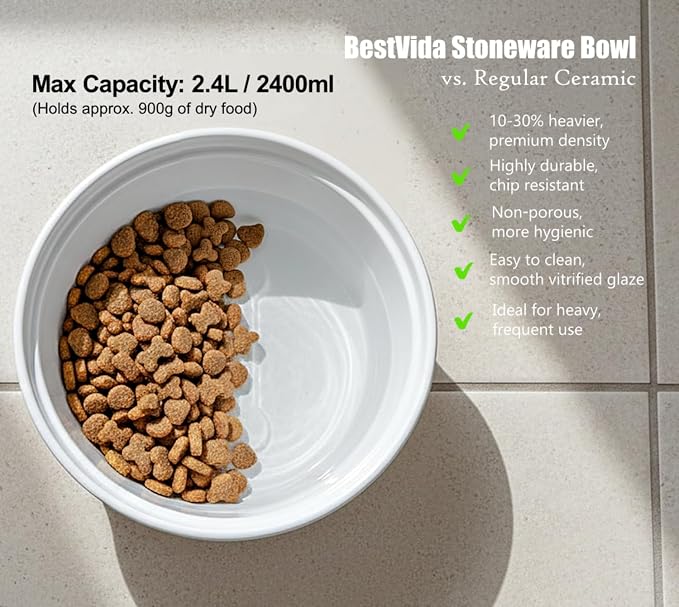 Elevated Dog Bowl Stand with 3 Large Ceramic Bowls – Raised Feeding Station for Medium & Large Dogs, Includes 2 Standard Bowls + 1 Slow Feeder, Durable Iron Frame, Non-Slip (White) - Image 5