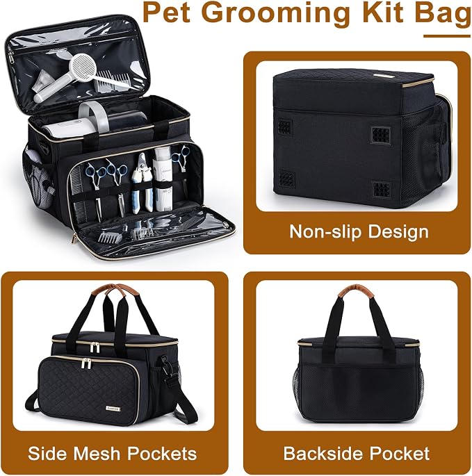 Dog Grooming Vacuum Bag, Pet Grooming Kit Bag Perfect for Dog Hair Vacuum & Grooming Tool Kit Accessories- Black - Image 5