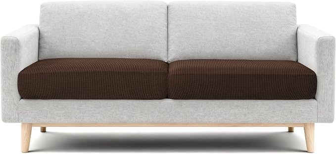 CHUN YI 2 Piece Couch Cushion Covers for Sofa Seat Slipcovers Suitable with Spandex Jacquard Washable Fabric (2 Piece Sofa Cushion Covers, Chocolate) by CHUNYI