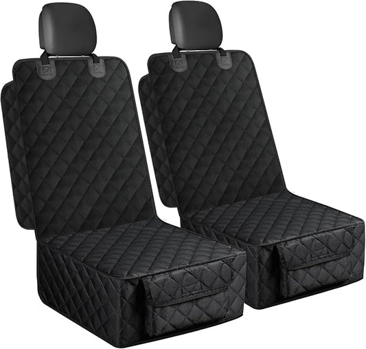 2 Pack Dog Car Seat Cover for Front Seat, Pet Car Seat Protector | Waterproof Scratchproof Non-Slip Captain Chair Cover, Full Protection with Side Flaps, Large Pocket, Fits Cars/Trucks/SUVs by SMATTO