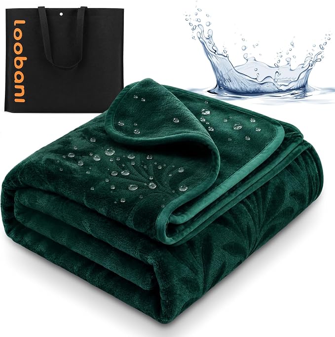 LOOBANI Waterproof Blanket for Bed: Soft Flannel Love Blanket 60"x80" for Twin Size Bed, Stain & Leak Proof Sofa Protector Waterproof Dog Blanket for Pets, Includes a Storage Bag by LOOBANI