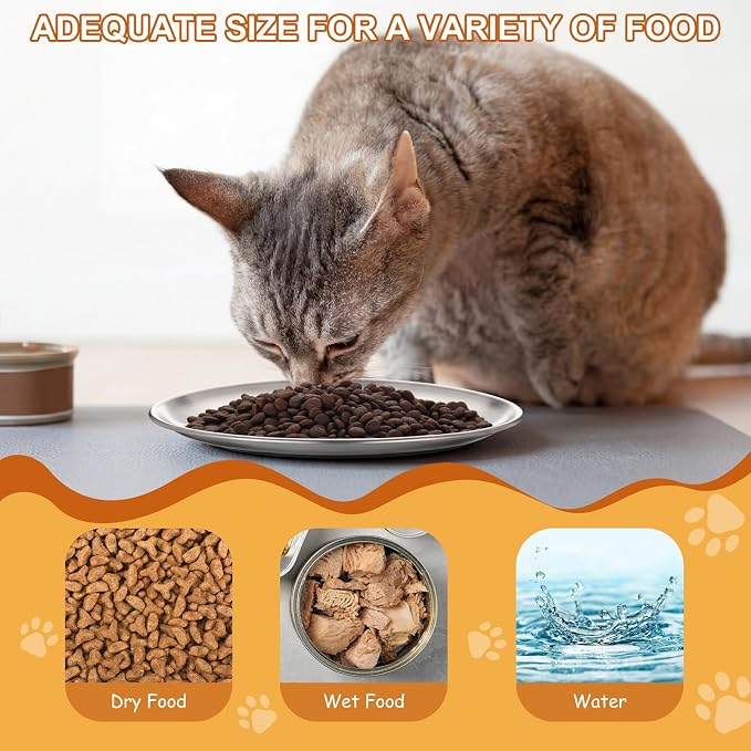 Unittype 30 Pcs Cat Bowls Bulk Stainless Steel 13 oz Kitten Bowls Non-Slip Silicone Bottom Cat Plates Pet Flat Dish Non Slip Bowl for Wet Dry Food - Image 3