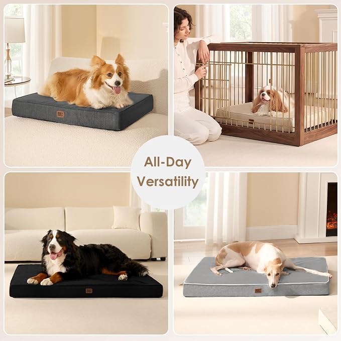 EHEYCIGA Extra Large Memory Foam Dog Bed Mat, 44x32Inch, Dark Grey | High Density Egg Crate Foam, Waterproof Liner, Washable Removable Cover, Non-Slip Bottom, Fits Floor, Camping, Sofa and Car - Image 7