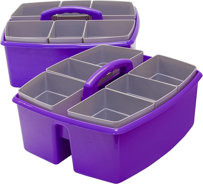 Storex Large Classroom Caddy with Cups, 13 x 11 x 6.575 Inches, Purple, Case of 2 (00986U02C) - Image 2