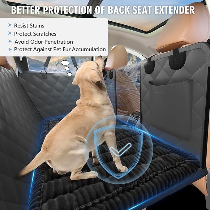 Dog Bed for Car Back Seat, Non-Slip Backseat Pet Mat Standard, 51''X23.5'' | Soft Blanket for Travel, Plaid Flannel, Quilted PP Cotton Filling, Non-Slip Backing, Machine Washable, Fit Backseat Extenders - Image 4