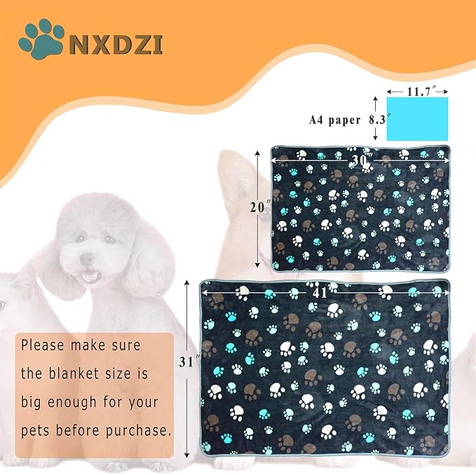 Dog Blankets for Medium Large Dogs, 3 Pack Dog Blanket Washable 41" x 31", Fuzzy Soft Pet Mat Throw Cover for Kennel Crate Bed, Cute Paw Pattern, Cat Blanket, Blankets for Dogs, Pet Blanket - Image 6