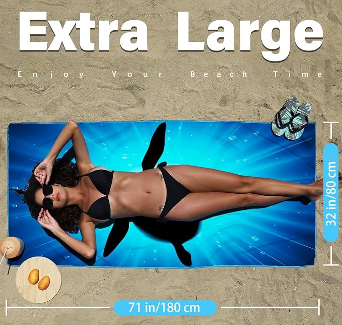 Widdonen Microfiber Beach Towel,Compact 2 Pack-71x32 Inch with Bag Travel | Extra Large,Lightweight,Thin,Sand Free,Quick Dry,Absorbent.Packable for Camping,Swim,Pool,Bath,Picnic,Cruise Essentials Gift - Image 2