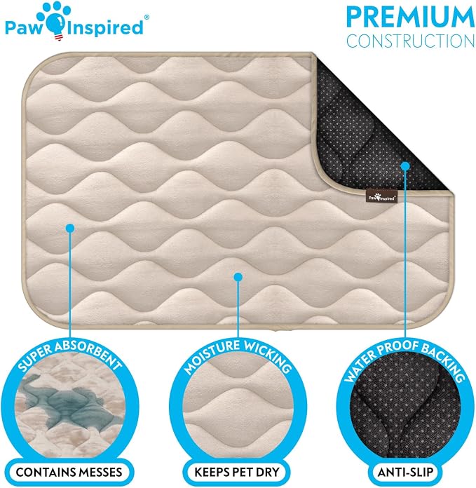 Paw Inspired Washable Padded Crate Mats for Dogs, Beige, 29x18 Inch | Fits 30-inch Kennels, Leakproof, Waterproof Bottom, Plush Dog Pad, Pet Bed - Image 5