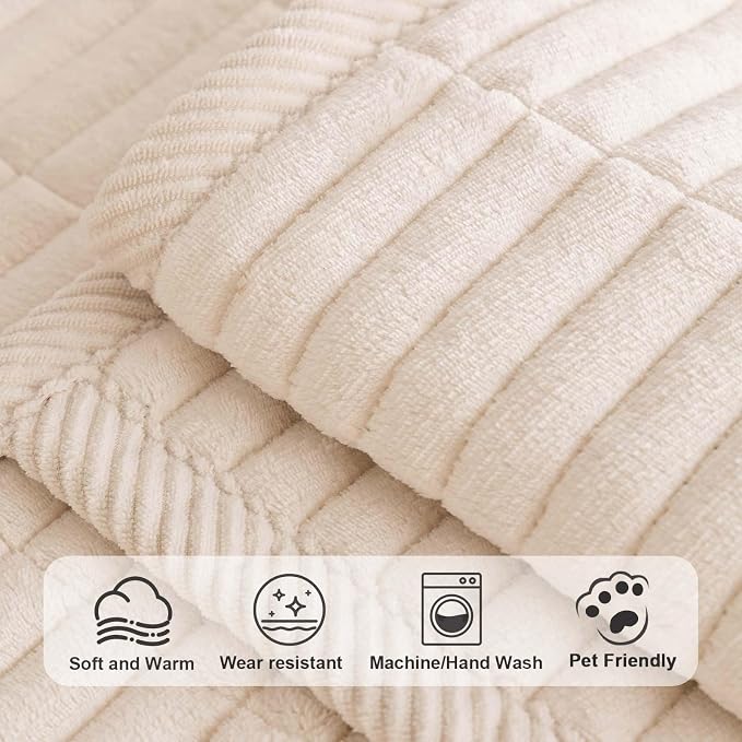 Velvet Washable Dog Couch Cover, Non-Slip Waterproof Pet Sofa Protector for 2-3-Cushion Sectional, L-Shaped Sofa & Loveseat, Machine Washable(1PC/27.6"x70.9",White) - Image 4