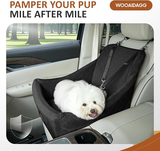 WOOAIDAGG Dog Car Seat for Medium Sized Dog,Pet Travel Car Bed with Seat Belt Channle,Fully Detachable and Washable Car Dog Seat with Adjustable Straps,3 Straps Easy to Install (Black) - Image 4
