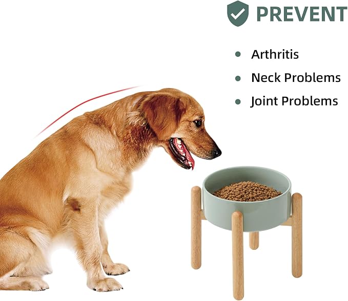 Havniva Elevated Dog Bowls Ceramic Dog Bowls with Stand, Dog Food Bowl | 8.3” Raised Dog Bowls with Non-Slip Wood Stand, Dog Food and Water Bowl Set, Dog Feeding Bowls for Large Dogs - Image 5