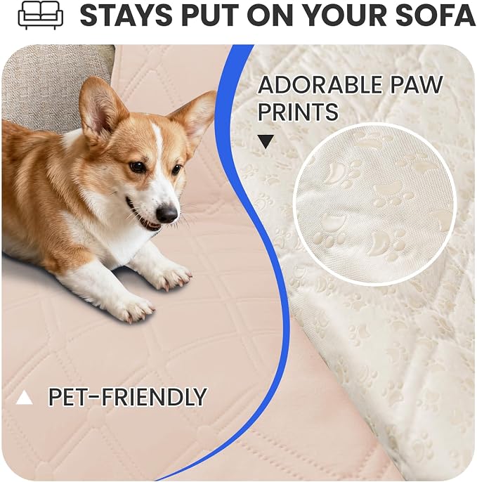 Waterproof Dog Blanket, Non-Slip Soft Pet Bed Cover, Couch Cover for Dogs Washable, Protects Sofa, Furniture, Crate, Car, Tear Resistant Leakproof Pet Blanket (52x82 Inch, Beige) - Image 3