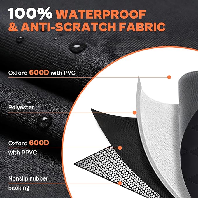 IVY&LANE SUV Cargo Liner for Dogs,Waterproof Trunk Cover Dog Car Seat Mat for SUVs Sedans Vans with Bumper Flap Protector,Non-Slip,Large Size Universal Fit,Black - Image 3