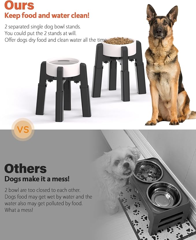 CZPET Dog Bowl Stand with Adjustable Height and Width [2 Pack, Stand Only] | Elevated Pet Water & Food Bowl for Medium Dogs, Stable and Anti-Slip Raised Bowl - Image 2