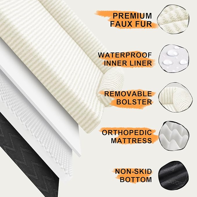 MEKIY Orthopedic Washable Dog Bed with Bolster for Medium to Large Dogs | Pillow Support for Neck Relief, Egg Crate Foam, Waterproof Liner, Anti-Slip Bottom, Removable Bolster Cover, 36 x 27 Inch - Image 5