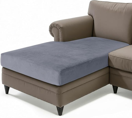 Hokway Velvet Couch Cushion Covers Water Resistant Seat Covers Stretch Sofa Cushion Protector(Chaise, Grey) by Hokway